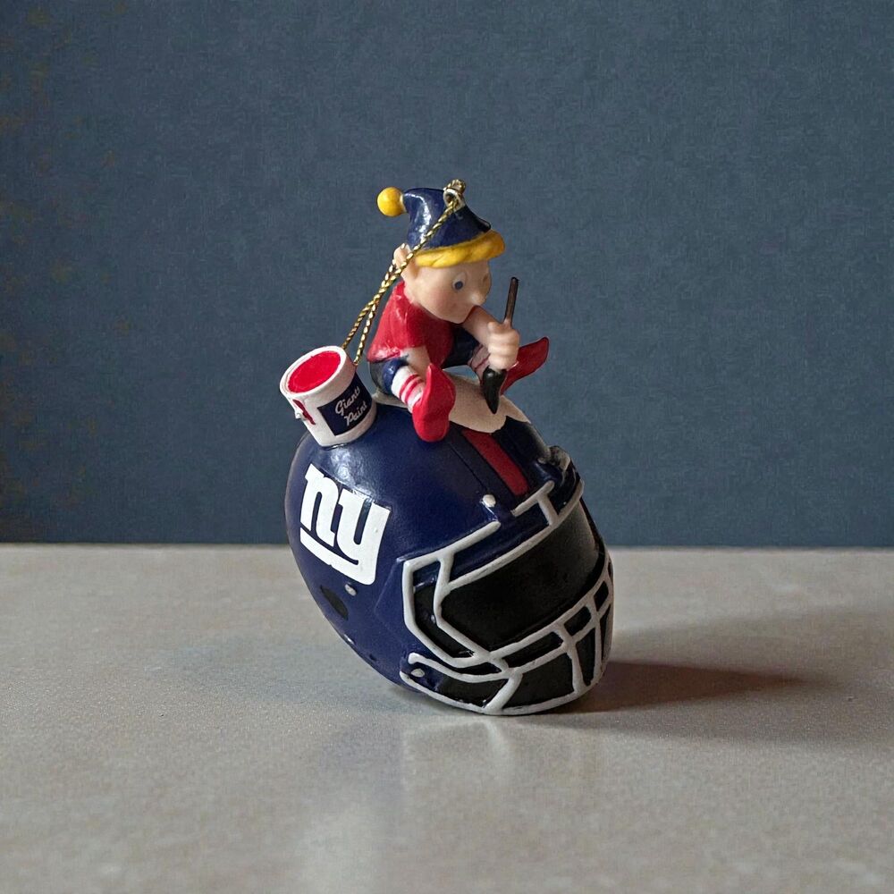 Vintage NY Giants Helmet Ornament – Elf Painter, NFL Christmas Decor